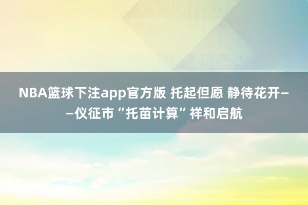 NBA篮球下注app官方版 托起但愿 静待花开——仪征市“托苗计算”祥和启航