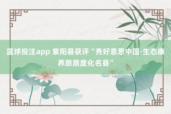 篮球投注app 紫阳县获评“秀好意思中国·生态康养旅居度化名县”