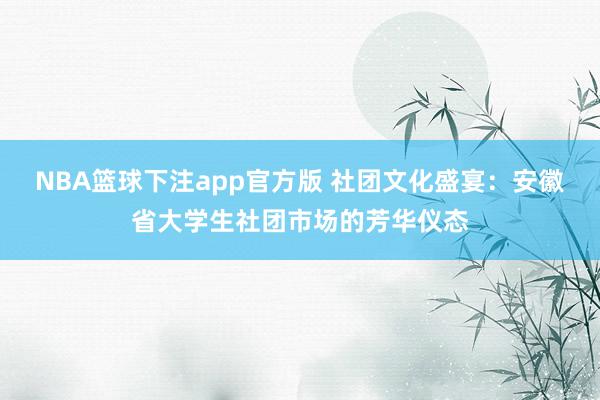 NBA篮球下注app官方版 社团文化盛宴：安徽省大学生社团市场的芳华仪态