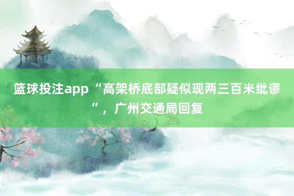 篮球投注app “高架桥底部疑似现两三百米纰谬”，广州交通局回复