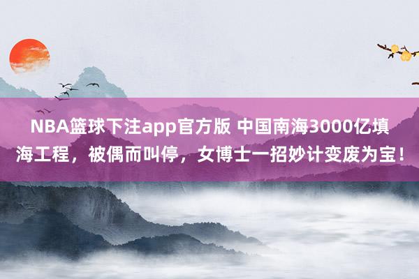 NBA篮球下注app官方版 中国南海3000亿填海工程，被偶而叫停，女博士一招妙计变废为宝！