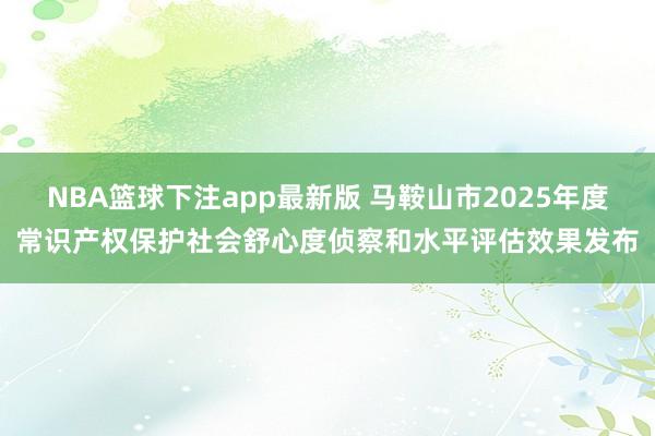 NBA篮球下注app最新版 马鞍山市2025年度常识产权保护社会舒心度侦察和水平评估效果发布