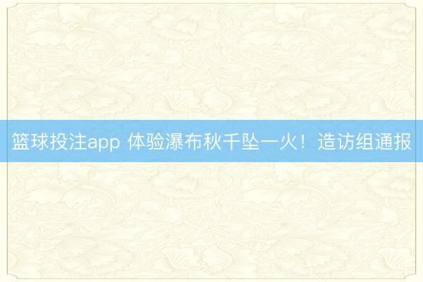 篮球投注app 体验瀑布秋千坠一火！造访组通报