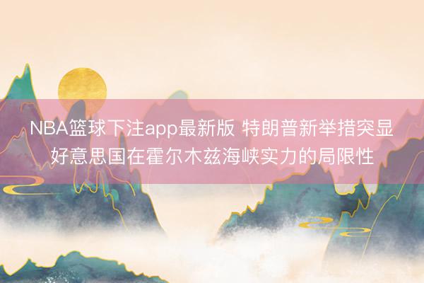 NBA篮球下注app最新版 特朗普新举措突显好意思国在霍尔木兹海峡实力的局限性