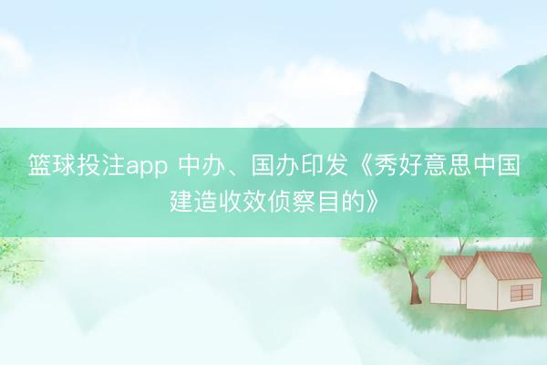 篮球投注app 中办、国办印发《秀好意思中国建造收效侦察目的》